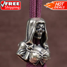Female Skull Brass Knife Bead EDC Paracord Lanyard DIY Outdoor Charm Pendant