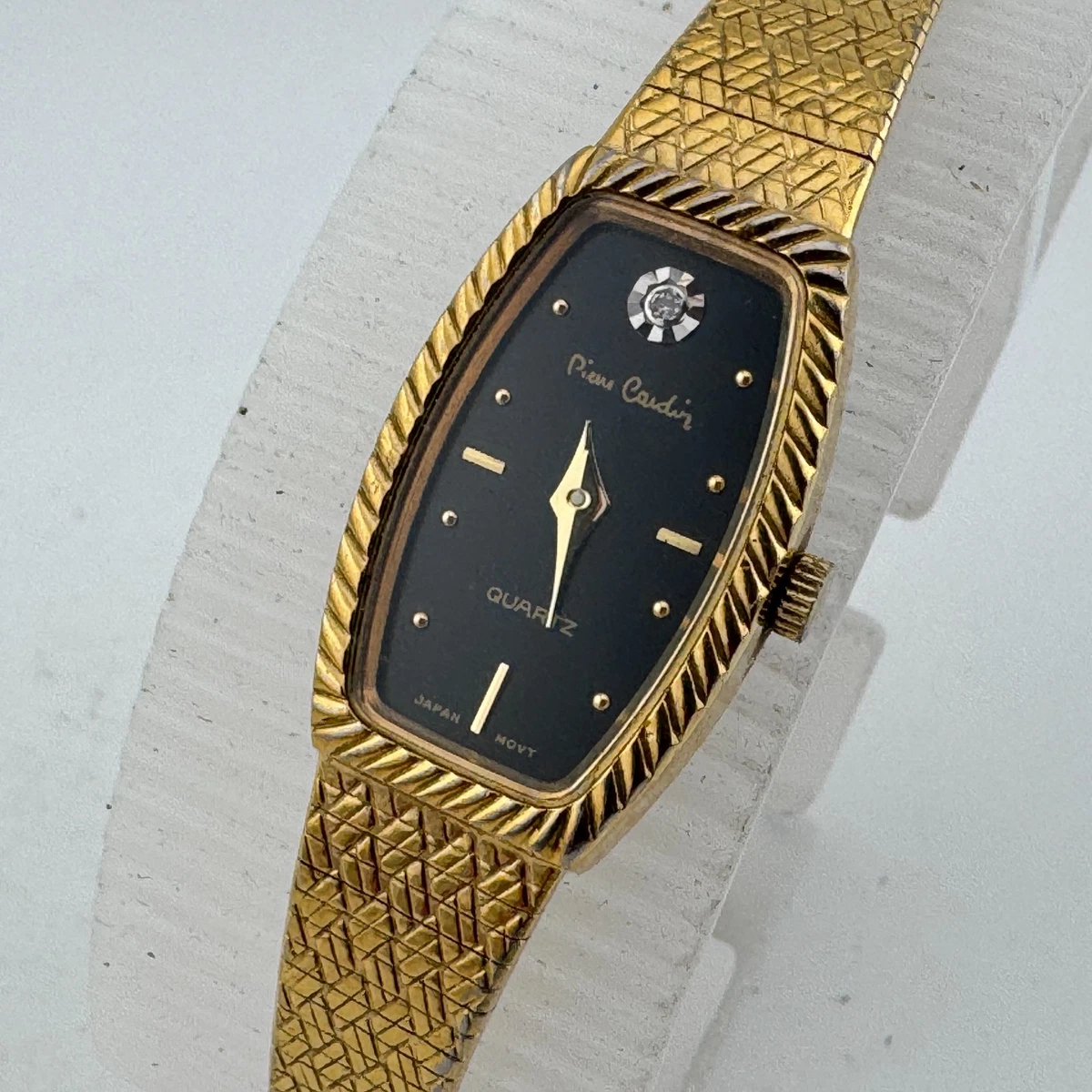 Vintage 90\'s Pierre Cardin Two-Tone Date Black Dial Watch Vintage Pierre Cardin Quartz Watch: Gold Tone, Black Leather  main image 4