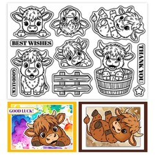 CHGCRAFT Funny Highland Cattle Clear Stamps Cartoon Cute 4.3 x 6.3 inch