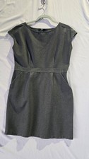 Quince Dress Womens XL Gray Boat Neck Short Sleeve Sheath Pockets Knit Office
