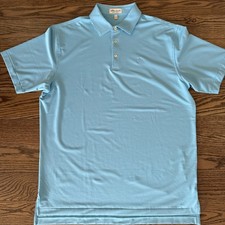 Peter Millar Polo Shirt Mens Large Blue Striped Summer Comfort Short Sleeve Golf