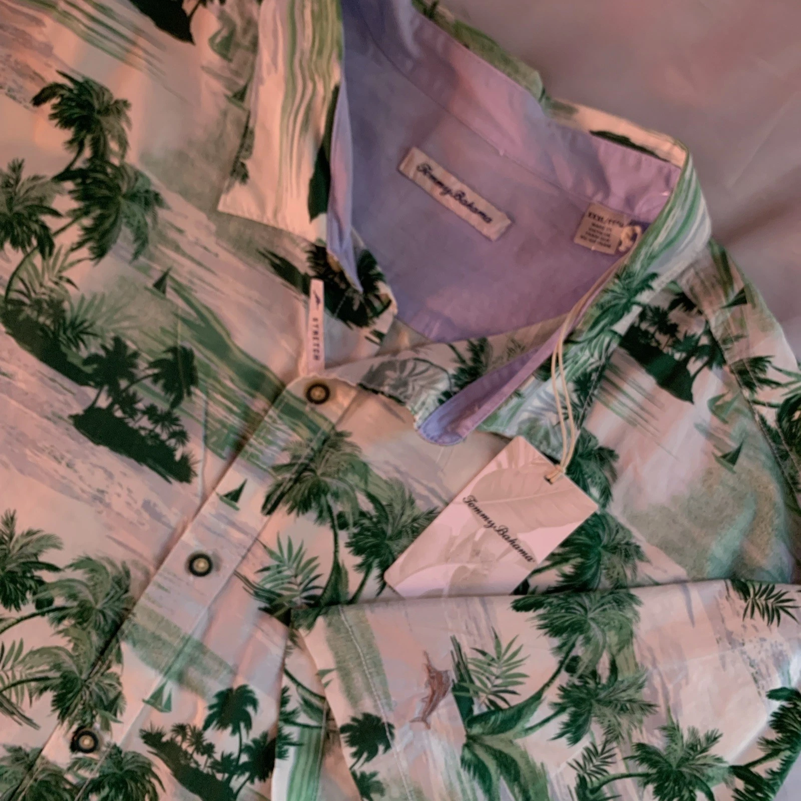 Tommy Bahama Tropical Horizons Shirt Mens 3XL Pine Green Stretch S/S NWT
