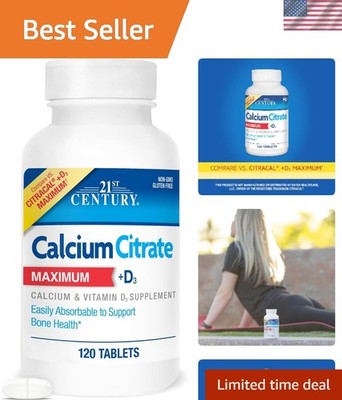 Calcium Citrate Plus D Caplets for Optimal Bone Health   120 Gluten-Free Tablets