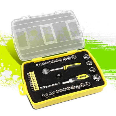 41Pcs Screwdriver Bits Adapter 1/4'' Handle Ratcheting Socket Wrench Set Yellow