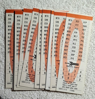 30+ Vintage Amtrak Northeast Corridor Train Seat Checks