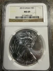 2013 $1 American Silver Eagle NGC MS69 Brown Label