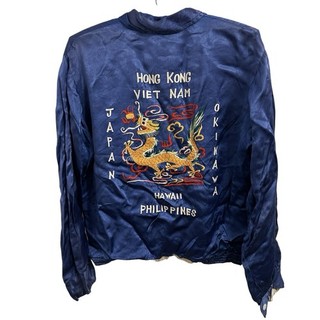 Chaqueta de recuerdo de la guerra de Vietnam años 60/70 Hong Kong Sukajan Tour Camisa De colección Azul Marino
