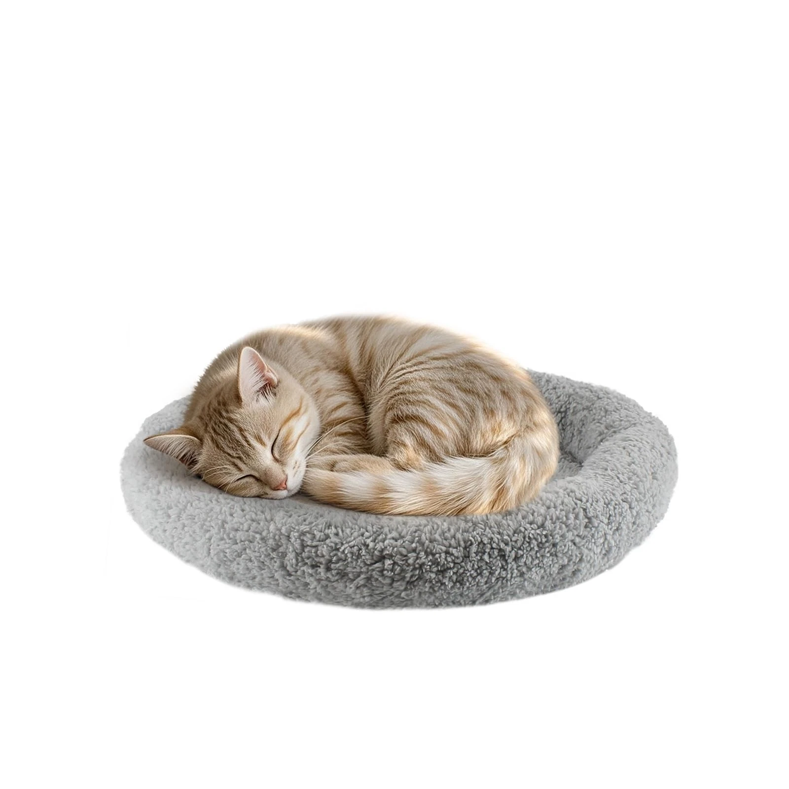 Small Cat Bed Mat with Surrounding Pillow, 11.81" Round Pet Cushion for Cats ...
