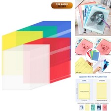 Fainne 100 Pcs Clear Plastic Document Folders Letter Size Multicolor