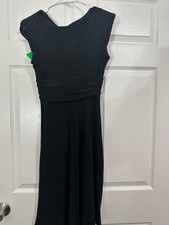 Chaps Black Sleeveless Jersey Knee Length Pleated A-Line Dress Size L
