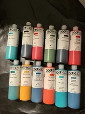 Lot Of 12 Golden Fluid Acrylics 16 Fluid Ounce/473 mL Lot Hight Series