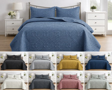 3Pc Quilted Bedspread Set Lightweight Coverlet Bedding Set Queen King Size