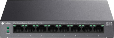 Tp-Link LS108GP | 8 Port Poe Gigabit Ethernet Switch | 8 Poe+ Port @ 62W | Plug