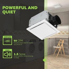 Homewerks 80 SQ FT Bathroom Fan Ceiling Mount Exhaust Ventilation White New OB