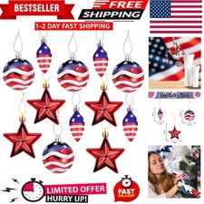 12 Pcs Patriotic Ornaments Hanging Balls- 4th of July Independence Day Tree O...