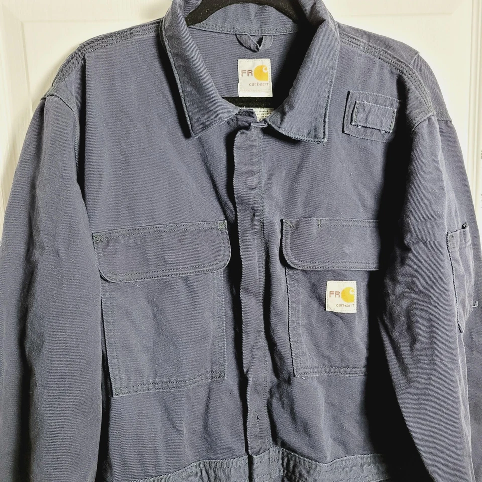 Carhartt FR Coveralls Mens 44 Regular Navy Blue Flame Resistant Twill Workwear - Image 2 of 4