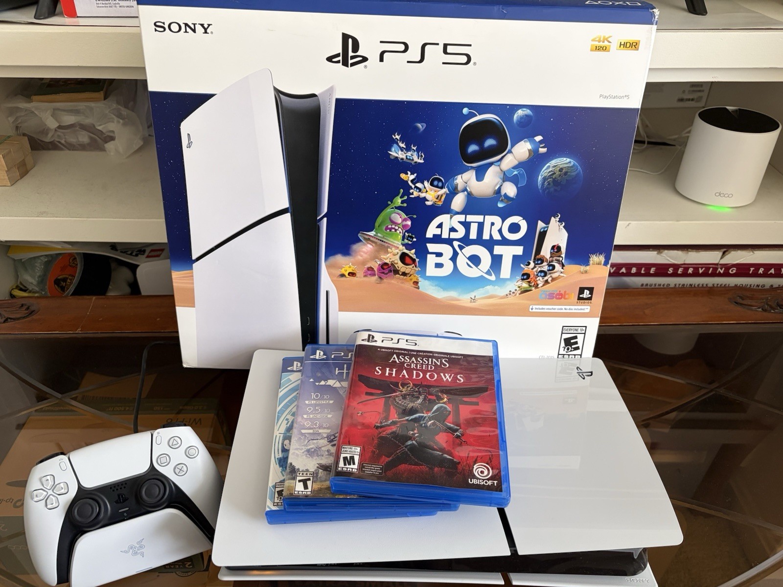 PlayStation 5 Slim Disc PS5 Astro Bot Bundle AC Shadows Razer Dock Horizon Zero
