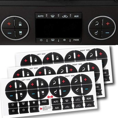 3 Pack Replacement AC Dash Button Sticker Repair Kit Fit