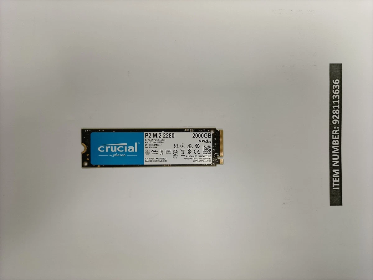 DISCO DURO CRUCIAL SSD 2TB CT2000P2SSD8 P2 100% LIVE M2 HARD DISK M.2