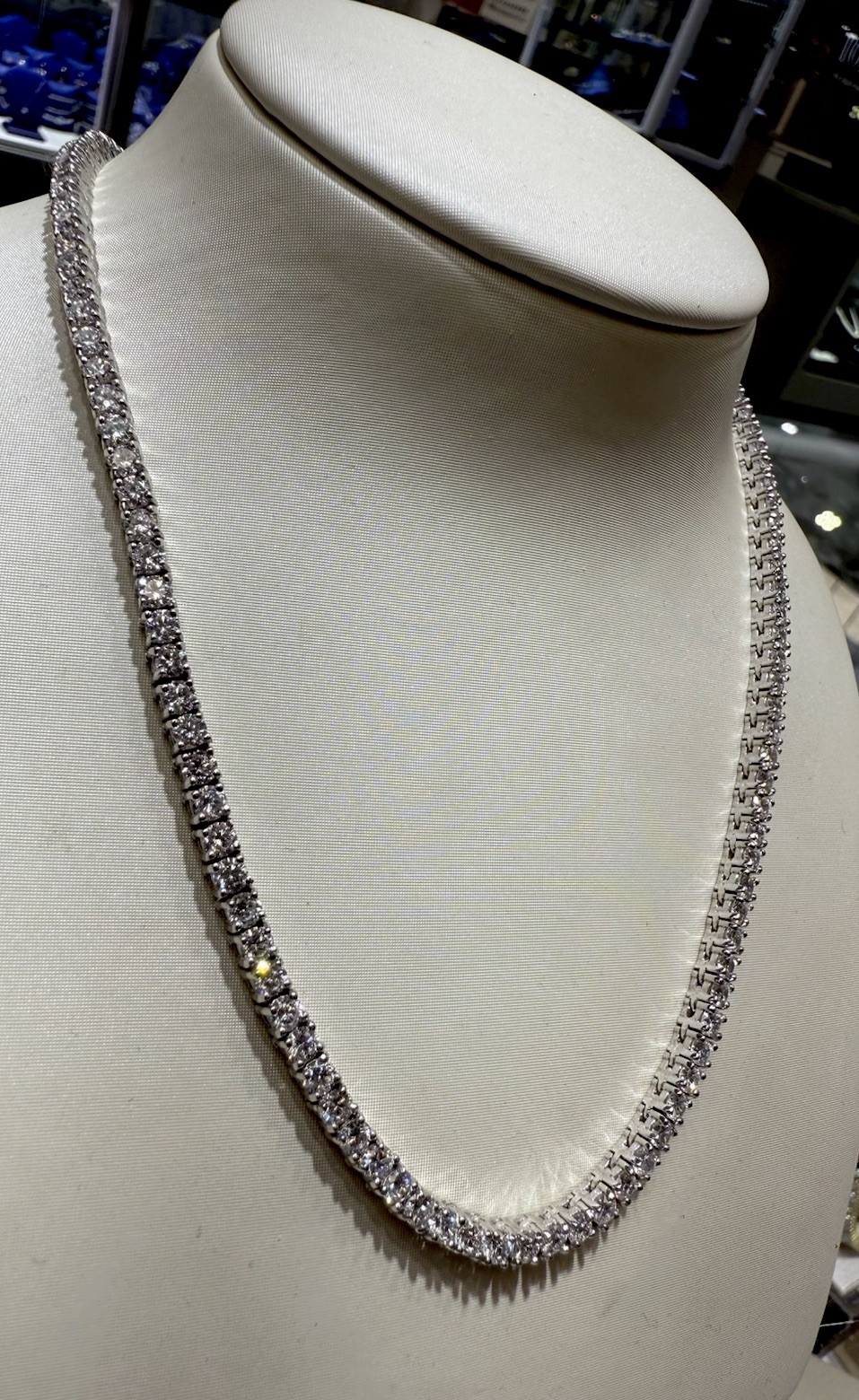 14K White Gold Tennis Necklace 13.98CT Lab-Grown Diamonds NEW