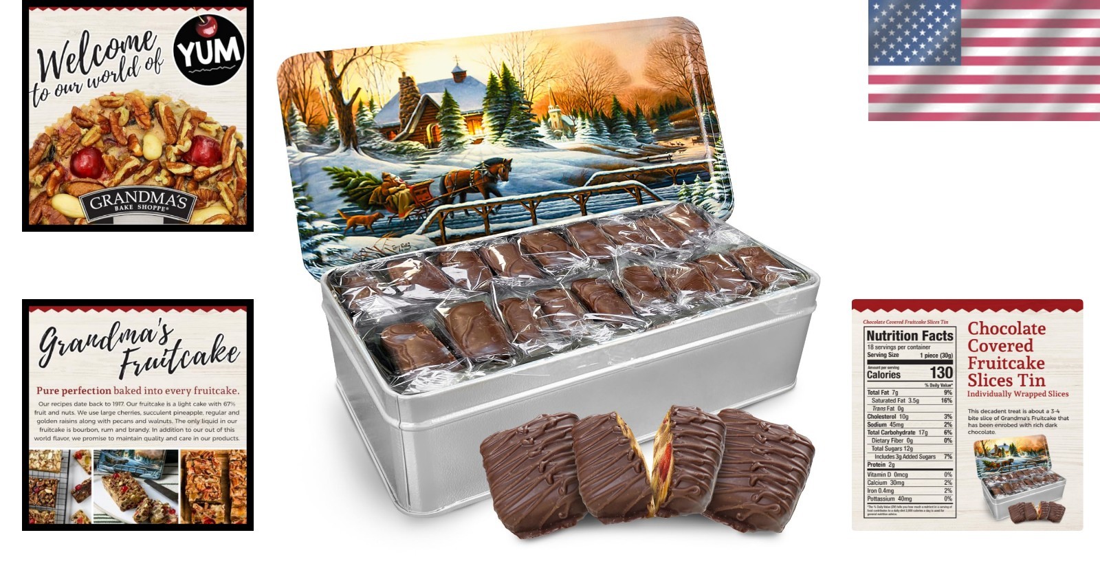 Grandma's Gourmet Milk Chocolate Fruitcake Slices - 16 oz, Individually Wrapped