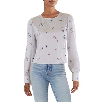 Avec Les Filles Womens Gray Floral Print Wear to Work Summer Blouse M BHFO 7473
