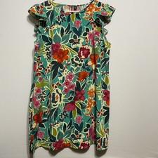 Shein Floral Ruffle Sleeve Dress Vacation Resort Cruise Colorful Tropical 1XL