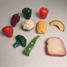 Vintage Realistic Pretend Food Play Toy Prop Toast Corn Grapes Avocado Groceries