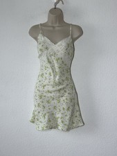 Babydoll Slip Dress Small Lace Trim Ivory Floral Fairy Y2K Coquette Dainty