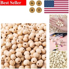 Versatile 12mm Unfinished Wooden Beads - Perfect for Crafting  Decorations