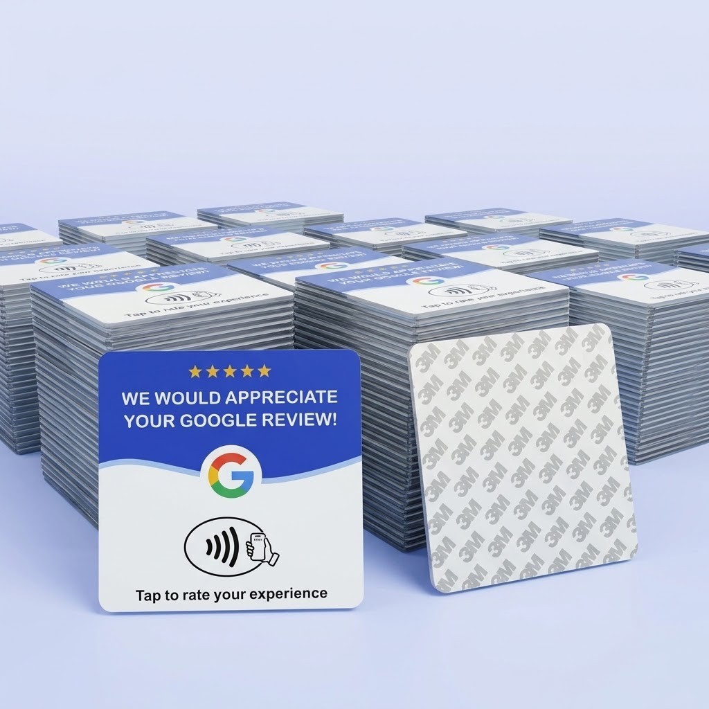 Bulk Lot NFC Google Review Tap Stand Acrylic Table Sticker NTAG213 Contactless