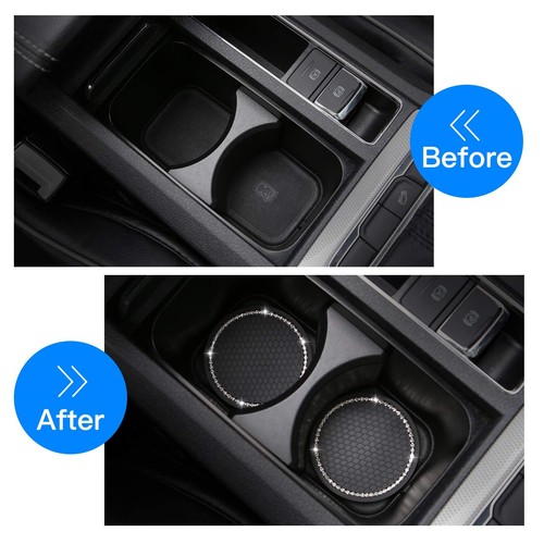 2 Pack Bling Car Cup Holder Insert Coasters, 2.75 Inch Soft Crystal Rhineston... - 第 2/6 張圖片