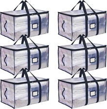 Storage and Moving Bags - Heavy Duty, Dust Protection Water 6 Pack, Black 