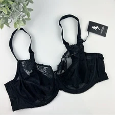 Sculptresse by Panache Nico Embroidered Tulle Balconette Bra 9811 Black Size 44E