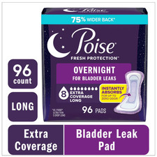 Poise Overnight Incontinence  Postpartum Pads for Bladder Leaks, 96 Count