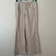 Pilcro Anthropologie Low Rise Wide Leg Linen Blend Pants Cream Size 0