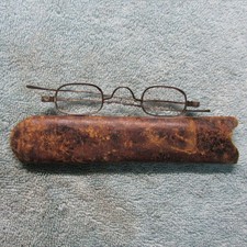 Very Old Wire Framed Eyeglasses  Case