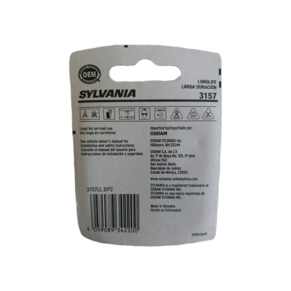 Sylvania LongLife 3157 27/8,3 W Dos Bombillas Señal de Giro Trasero Estacionamiento Reemplazar Stock OE Foto 2 de 2