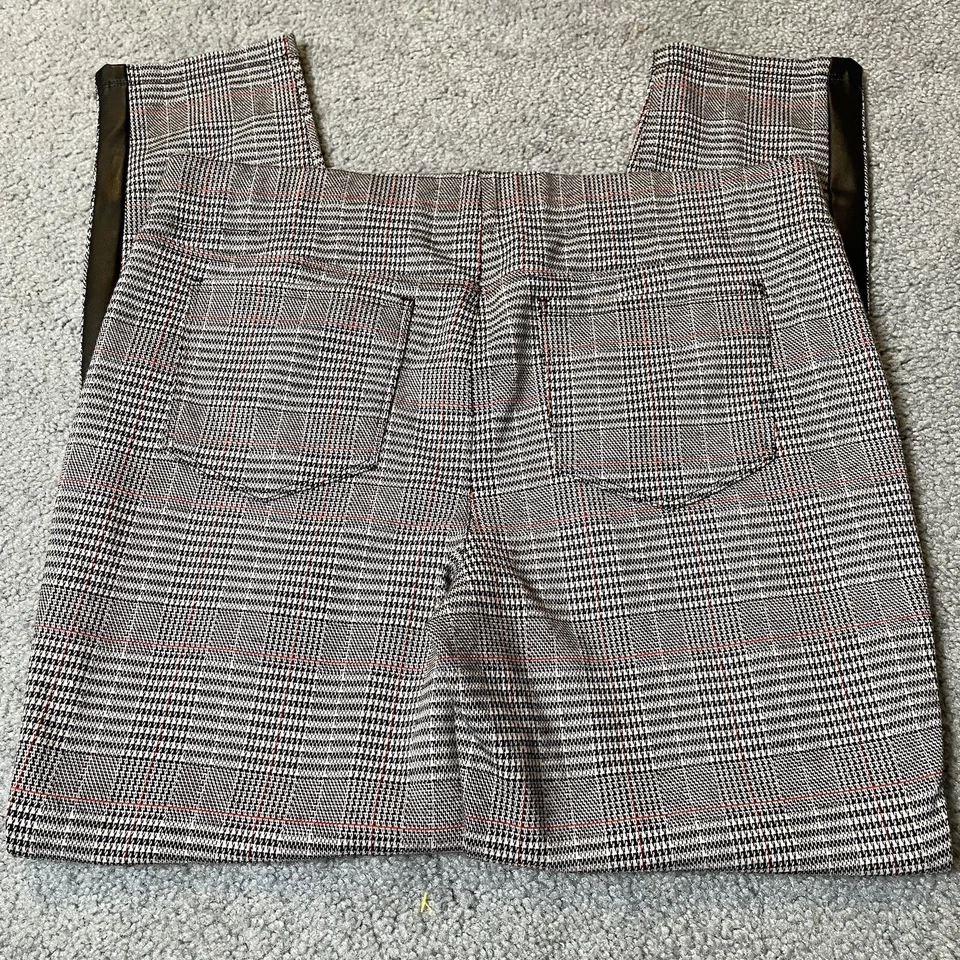 Pantalones NYDJ Lift Tuck para mujer 10 calce ajustado a cuadros gris ribete de cuero fiesta deportiva Foto 4 de 4