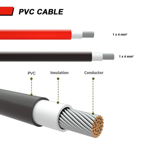 PFCTART 1 Pair Solar Panel Extension Cable Wire Black Red 10 AWG Connector 6mm² - Picture 9 of 19