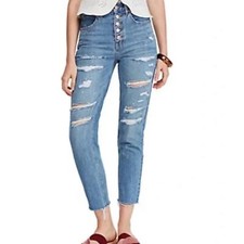 Free People We The Free Blossom Rigid Skinny Jeans High Rise Button Fly Sz. 27