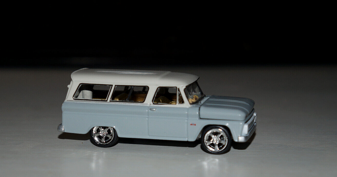 1966 Chevy Suburban Gray '66 Custom Wheels & Rubber Tires 1/64 Limited Edition-image