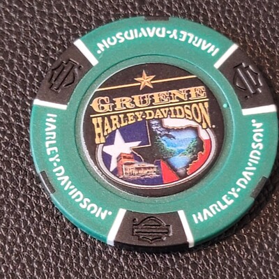 GRUENE HD ~ TEXAS (Green/Black Full Color) Harley Davidson Poker Chip