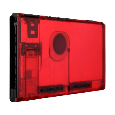 Custom Back Housing Shell Case for Nintendo Switch Console Transparent Clear Red
