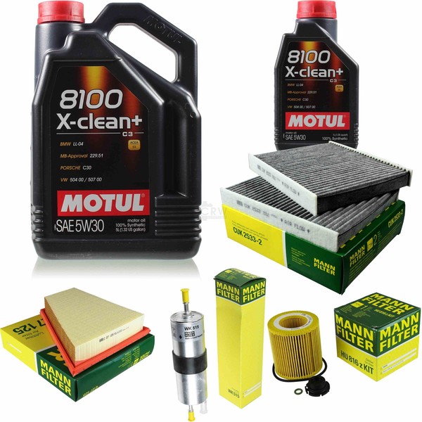 MANN-FILTER Inspektionspaket 6L Motul 5W-30 8100 X-Clean+ FüR Bmw 5Er 520I-image