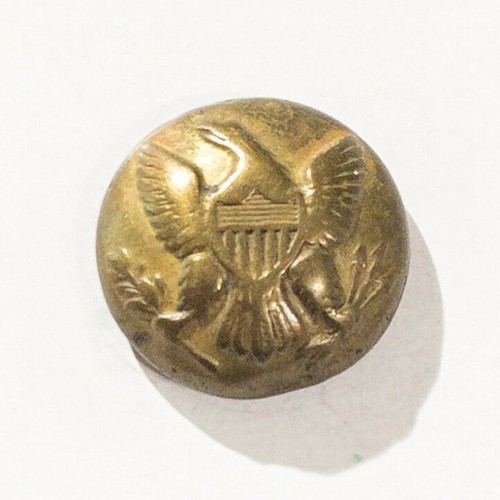 Antique 1860s 70s US Army Flat Lined Shield Eagle Brass Button Scovill 