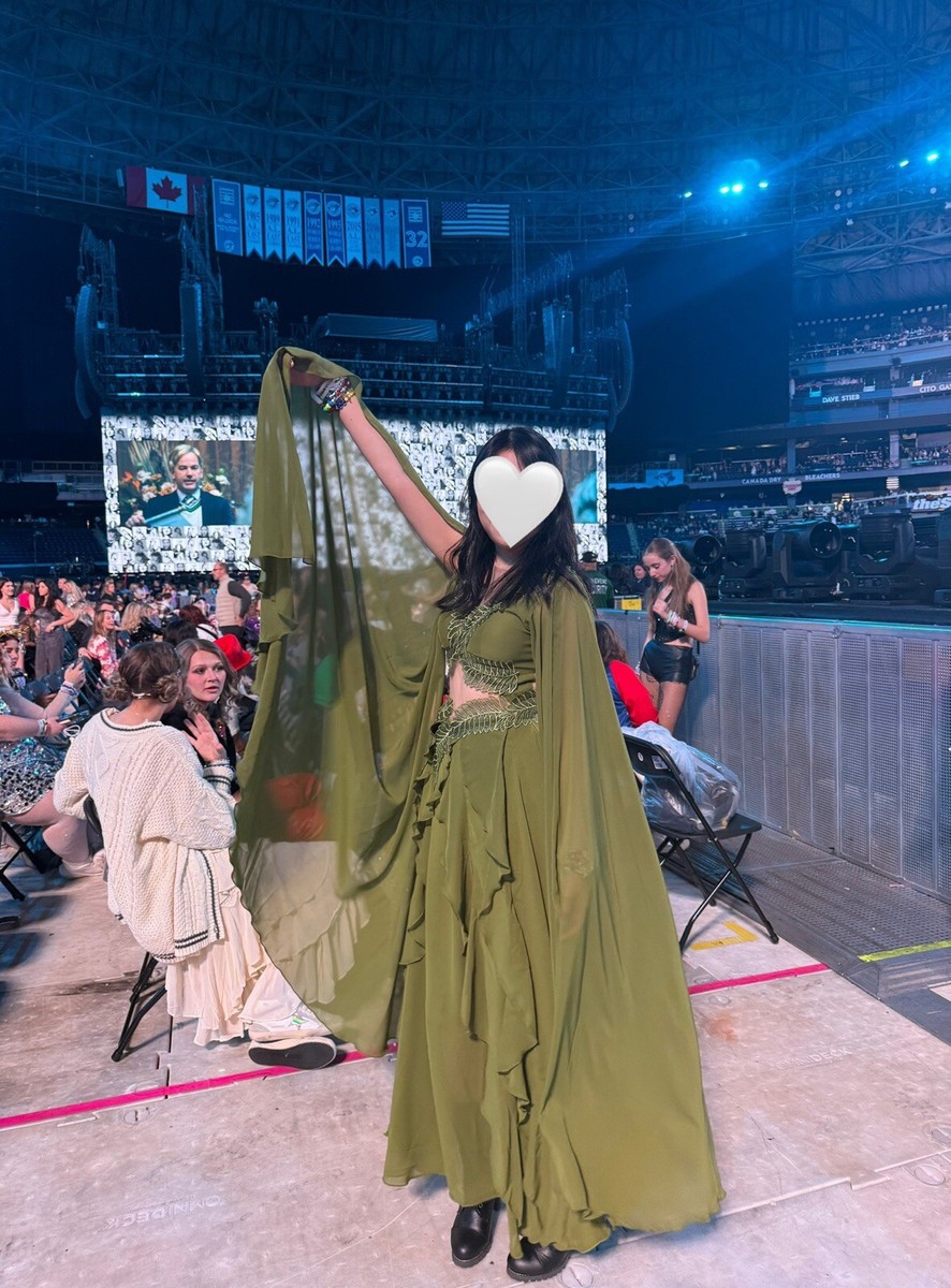 taylor swift folklore dress green eras tour outfit toronto vancouver | eBay