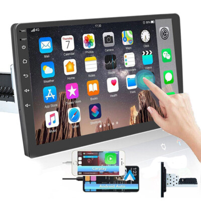  LINUX 10'' Car Stereo Radio Carplay Android/IOS BT Single 1Din Touch Screen MP5 