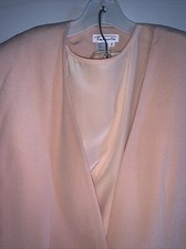TALBOTS 3 Pc. Peach SILK Womens Skirt Suit Sz 8 Top Coat Sz 10 Skirt