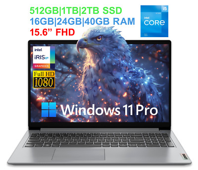 2024 Lenovo IdeaPad Laptop 15.6'' FHD 10-Core Intel i5-1235U To 40GB RAM 2TB SSD